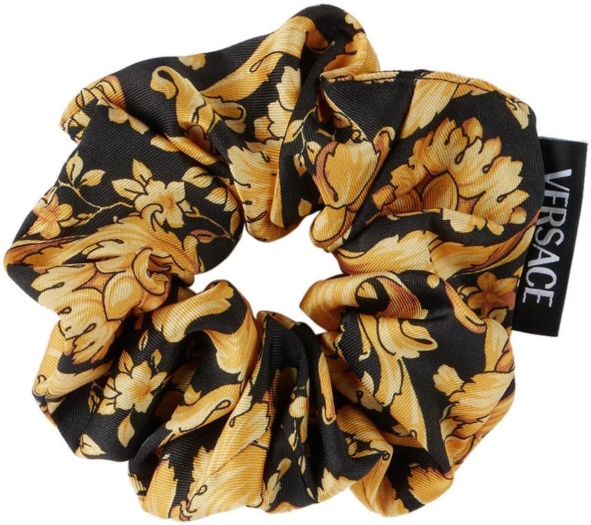 商品Versace|Kids Black & Gold Barocco Scrunchie,价格¥607,第1张图片