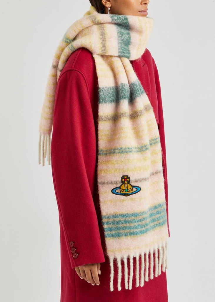 商品Vivienne Westwood|Striped orb-embroidered alpaca-blend scarf,价格¥2200,第2张图片详细描述
