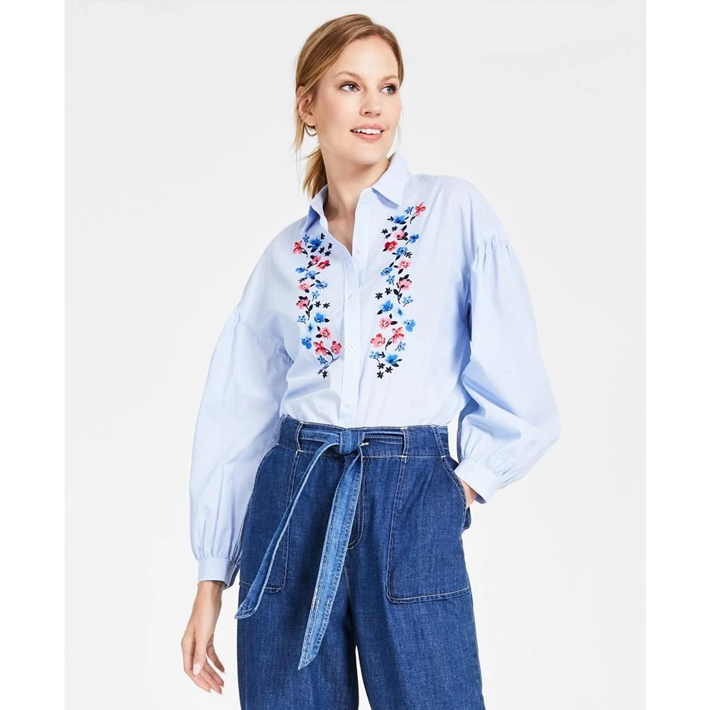 商品Tommy Hilfiger|Women's Cotton Embroidered Drop-Shoulder Blouse,价格¥405,第1张图片