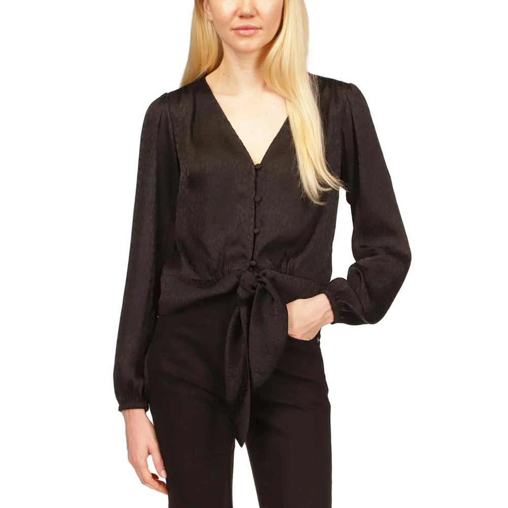商品Michael Kors|Petite Jacquard Animal-Print Tie Top,价格¥222,第1张图片