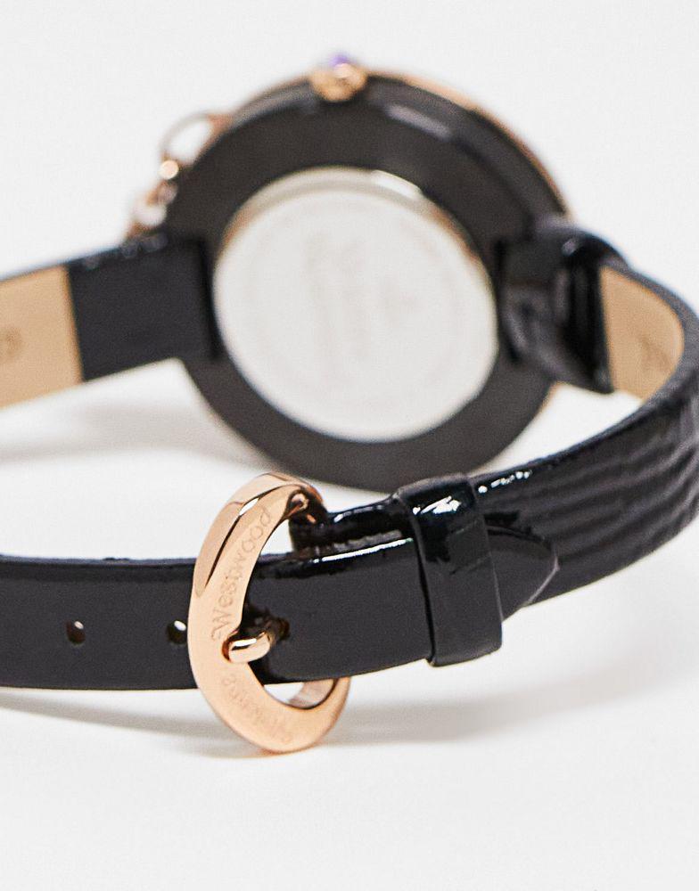 商品Vivienne Westwood|Vivienne Westwood Bow watch with orb charm in black and gold,价格¥1395,第6张图片详细描述