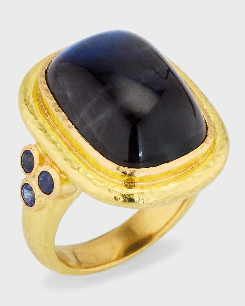 商品Elizabeth Locke|19K Cushion Cut Labradorite and Blue Sapphire Ring, Size 6.5,价格¥46856,第4张图片详细描述