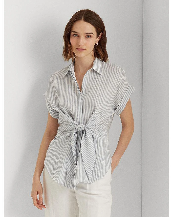 商品Ralph Lauren|Striped Tie Front Linen Shirt,价格¥371,第2张图片详细描述