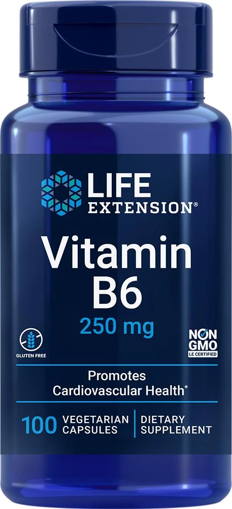商品Life Extension|Life Extension Vitamin B6, 100 - 250 mg (250 mg, 100 capsules, Vegetarian),价格¥79,第1张图片