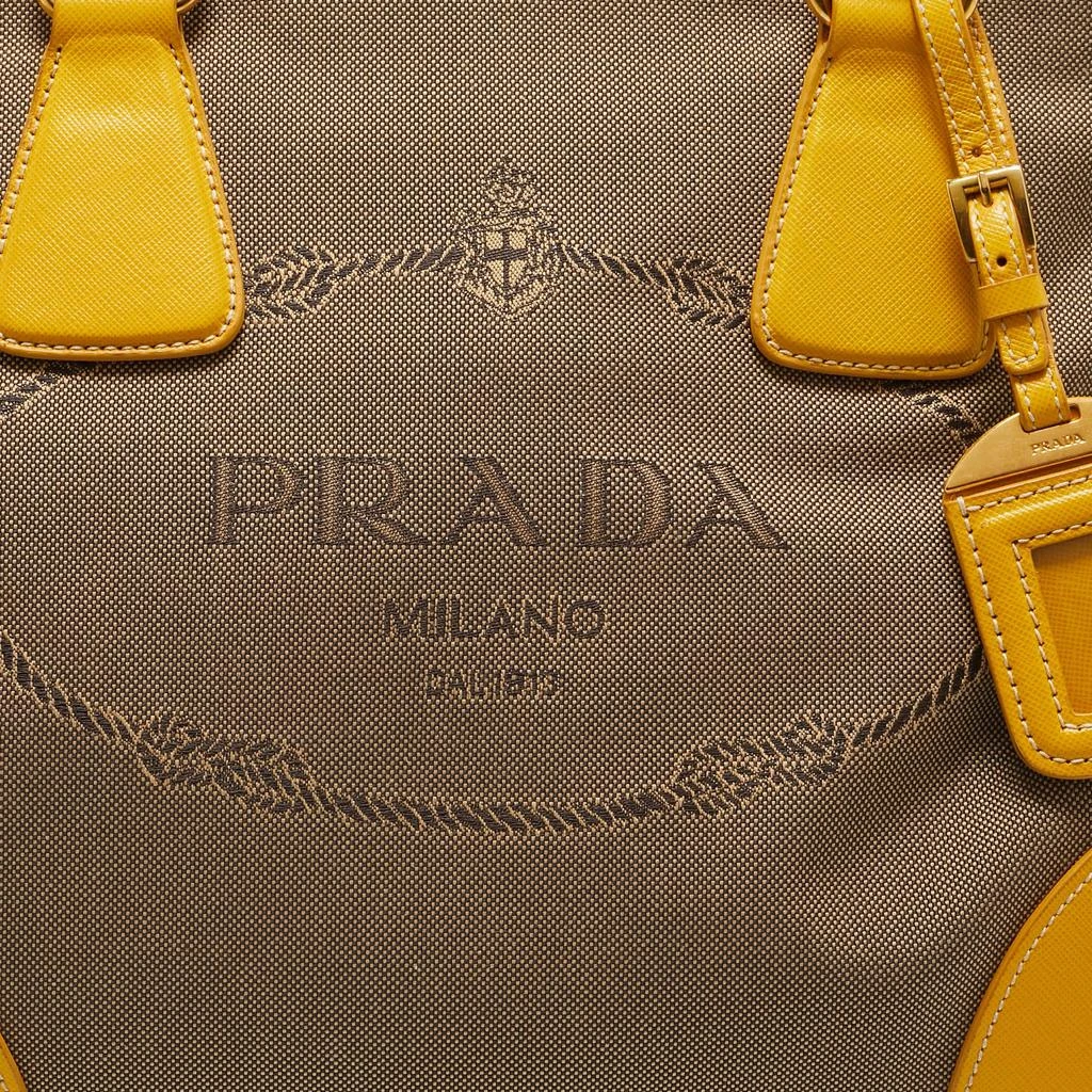 商品[二手商品] Prada|Prada Yellow/Beige Logo Jacquard and Leather Double Zip Tote,价格¥4903,第5张图片详细描述