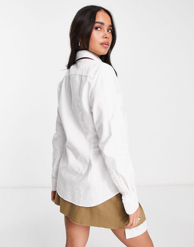 Polo Ralph Lauren long sleeve oxford shirt in white商品第2张图片规格展示