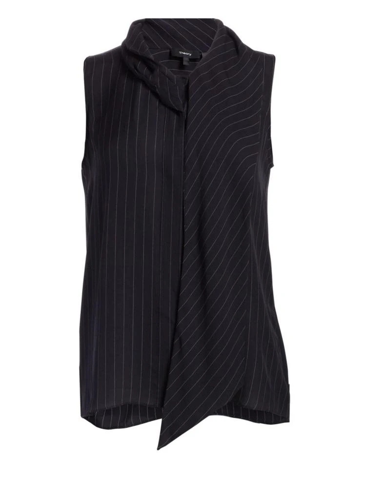 商品Theory|Theory - Draped Pinstripe Silk Shell,价格¥626,第1张图片