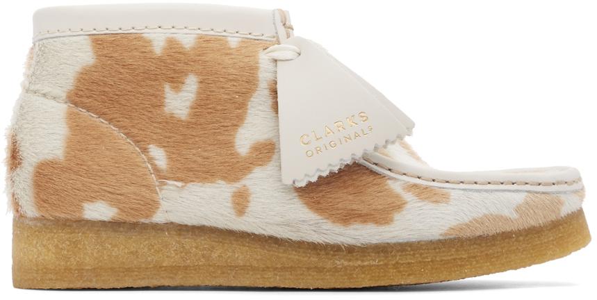 Tan & Off-White Cow Print Wallabee Derbys商品第1张图片规格展示