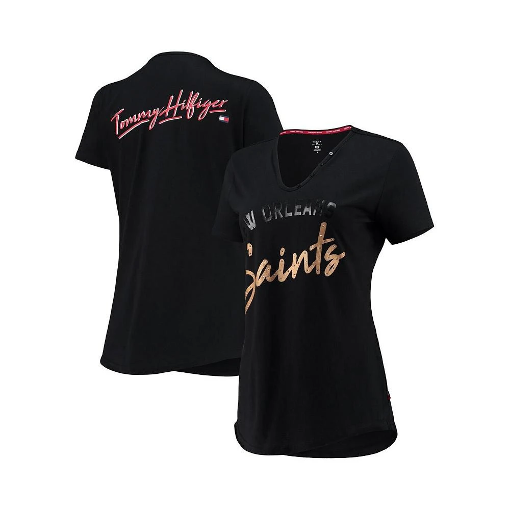 商品Tommy Hilfiger|Women's Black New Orleans Saints Riley V-Neck T-shirt,价格¥192,第1张图片
