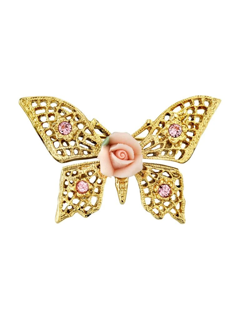 商品1928 Jewelry|Pink Crystal and Porcelain Brooch,价格¥259,第1张图片