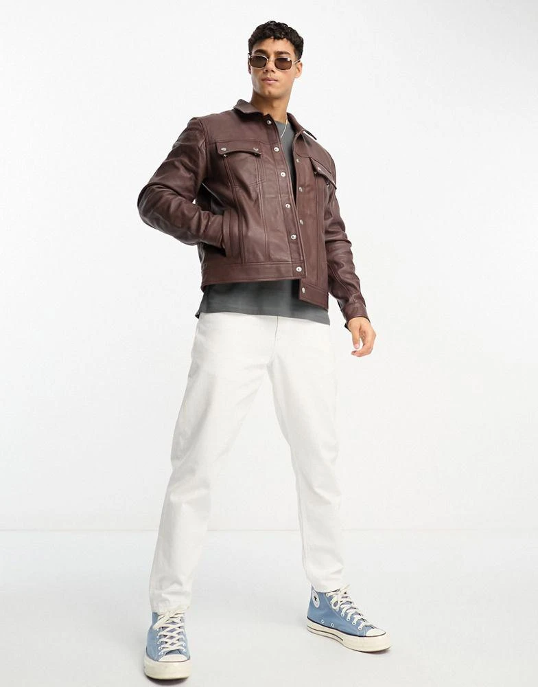 商品BOLONGARO TREVOR|Bolongaro Trevor western leather jacket with double pocket in dark brown,价格¥1349,第3张图片详细描述