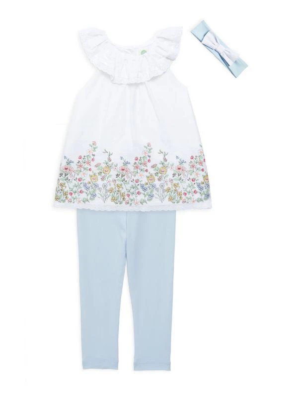 商品Little Me|Baby Girl's 3-Piece Floral Border Leggings Set,价格¥119,第1张图片