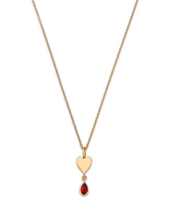 商品Moon & Meadow|14K Yellow Gold Italy Garnet & Polished Heart Pendant Necklace, 16-18" - Exclusive,价格¥6429,第1张图片详细描述