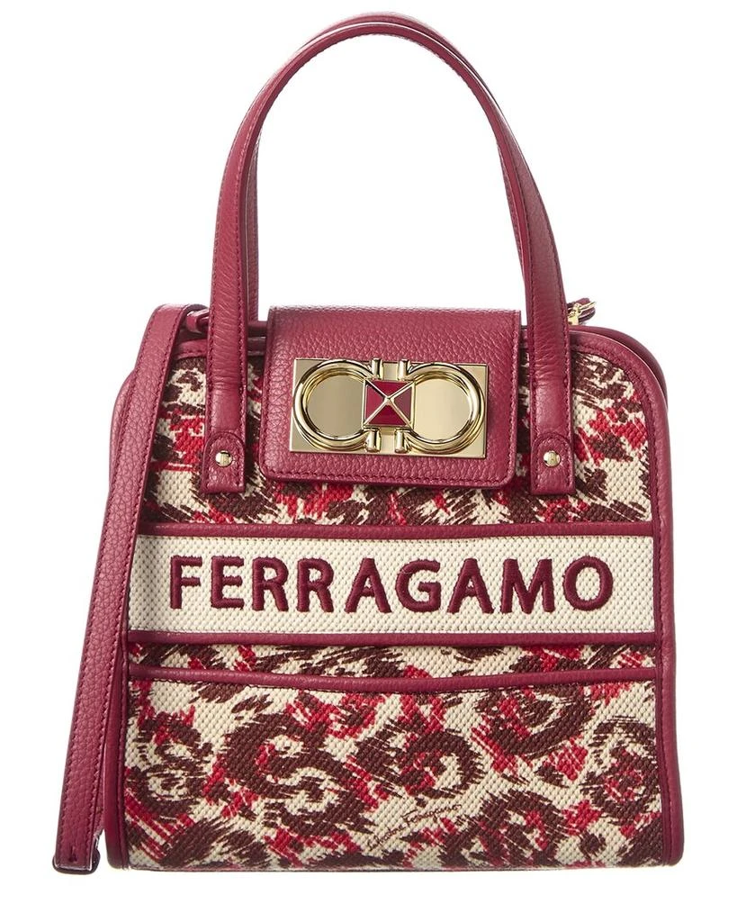 商品Salvatore Ferragamo|Salvatore Ferragamo Iconic Mini Canvas & Leather Satchel,价格¥4722,第1张图片