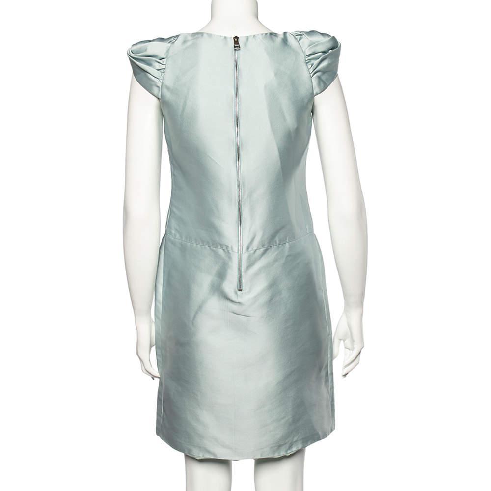 商品[二手商品] Burberry|Burberry Prorsum Light Blue Sateen Gathered Detailed Short Dress M,价格¥2883,第5张图片详细描述