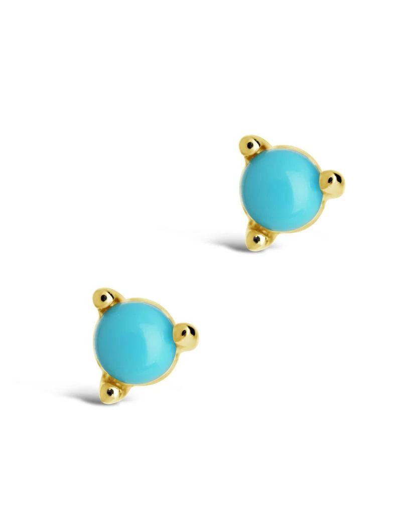 商品SF Fine|14K Gold 2mm Turquoise Stud Earrings,价格¥1933,第2张图片详细描述