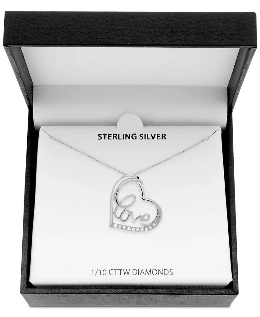 商品Macy's|Diamond Love Heart 18" Pendant Necklace (1/10 ct. t.w.) in Sterling Silver,价格¥185,第3张图片详细描述