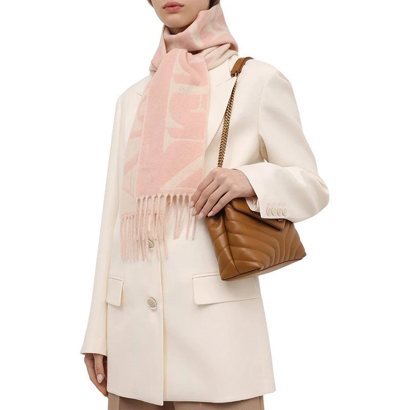 商品Alexander McQueen|粉色logo印花流苏围巾【香港仓极速发货】,价格¥1782,第1张图片