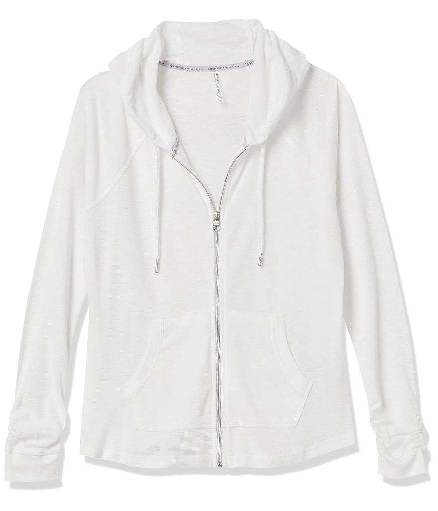 商品Calvin Klein|Calvin Klein Women's Premium Performance Ruched Long Sleeve Zip Up Hoodie (Standard and Plus),价格¥336,第1张图片