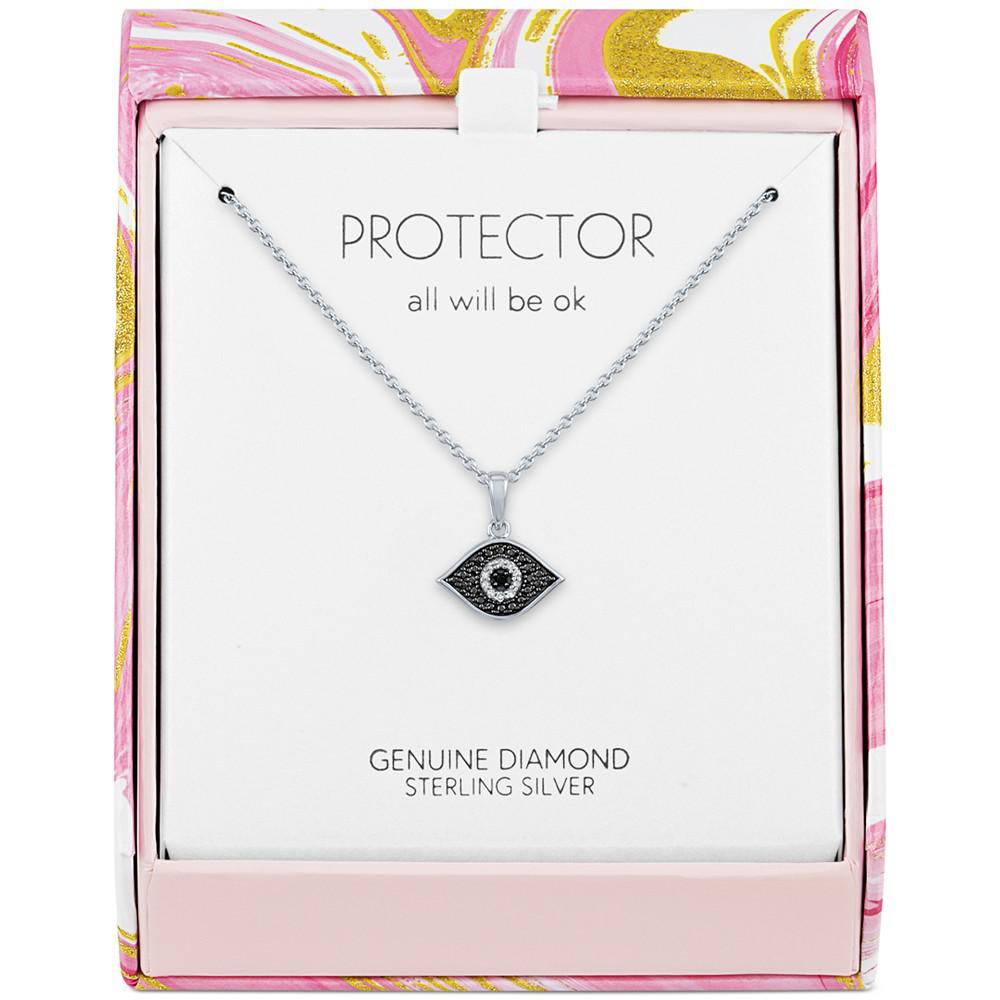 Diamond Evil Eye Pendant Necklace (1/20 ct. t.w.) in Sterling Silver, 16" + 2" extender商品第2张图片规格展示