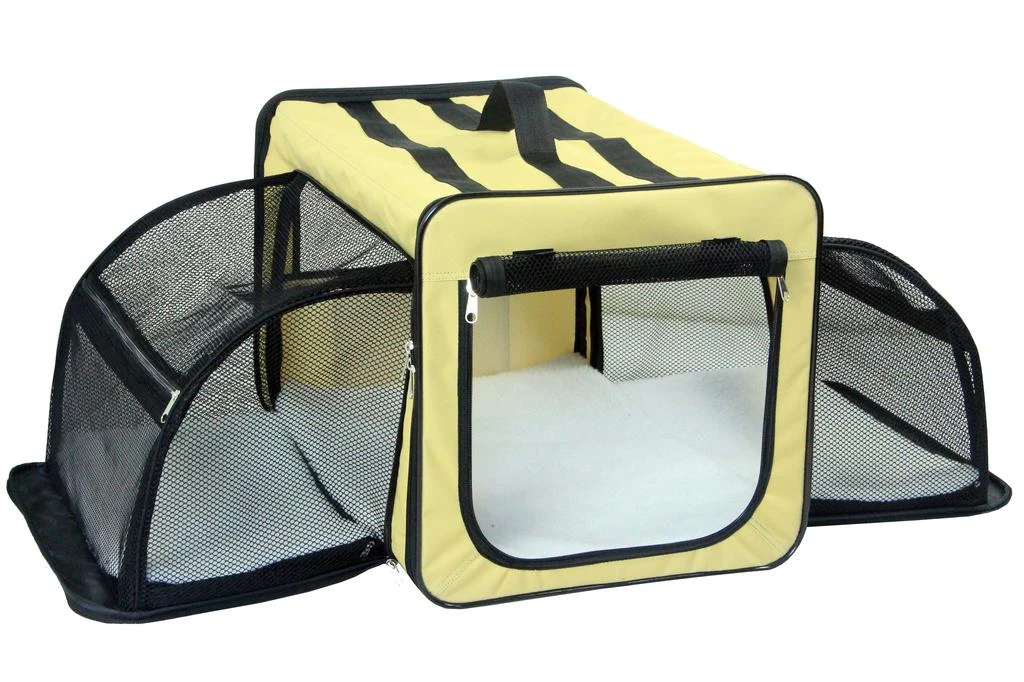 商品Pet Life|Pet Life  'Capacious' Dual-Sided Expandable Spacious Wire Folding Collapsible Lightweight Pet Dog Crate Carrier House,价格¥485,第4张图片详细描述