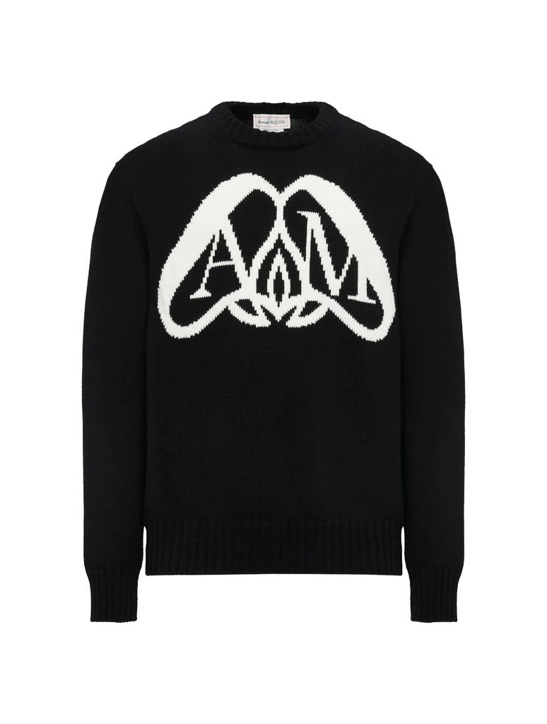 商品Alexander McQueen|Men`s Seal Logo Jumper in Black/ivory,价格¥7208,第1张图片