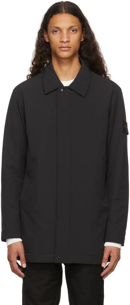 商品Stone Island|Black Soft Shell Mid-Length Coat,价格¥4732,第1张图片