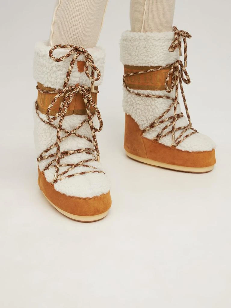 商品Moon Boot|Tall Icon Shearling & Suede Moon Boots,价格¥3212,第2张图片详细描述