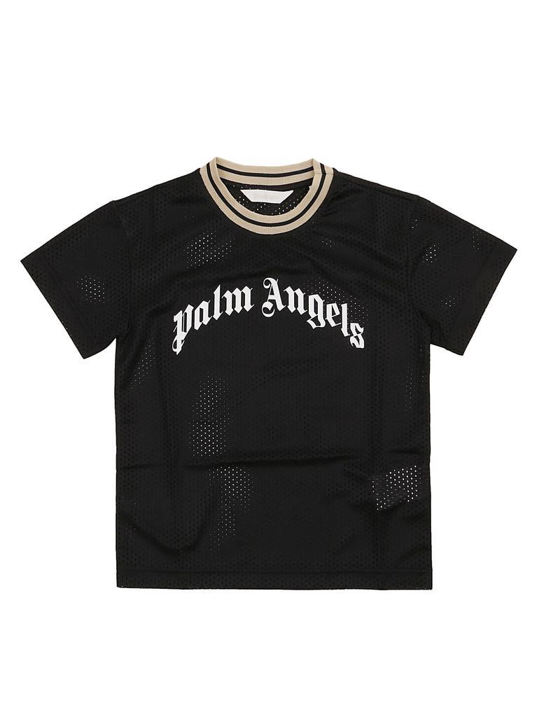 商品Palm Angels|Palm Angels Curved Logo Mesh T-shirt,价格¥1697,第1张图片