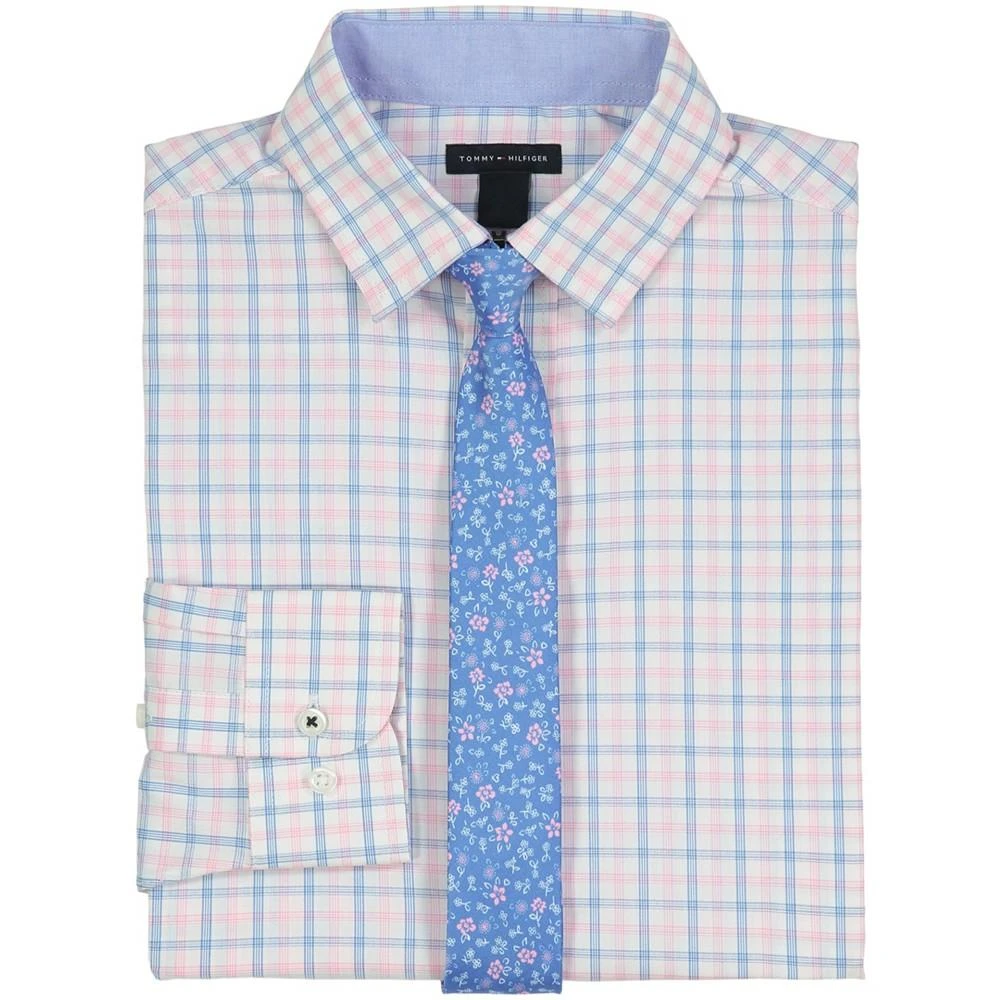 商品Tommy Hilfiger|Big Boys Long Sleeve Tattersall Shirt with Tie Set,价格¥166,第2张图片详细描述