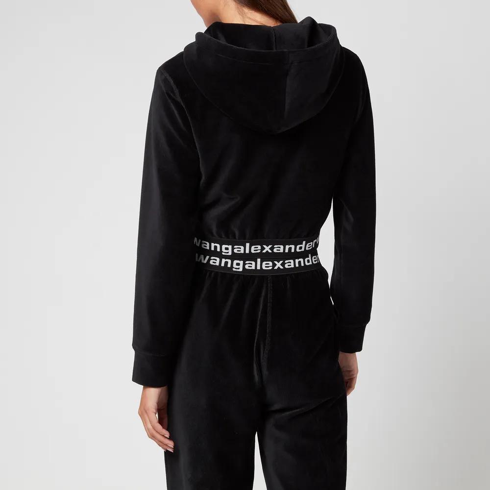 Alexander Wang Women's Stretch Corduroy Cropped Hoodie with Logo Elastic商品第2张图片规格展示