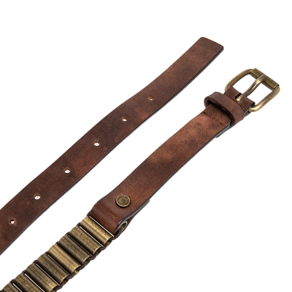 Celine Brown Metal And Leather Waist Belt 75 CM商品第4张图片规格展示