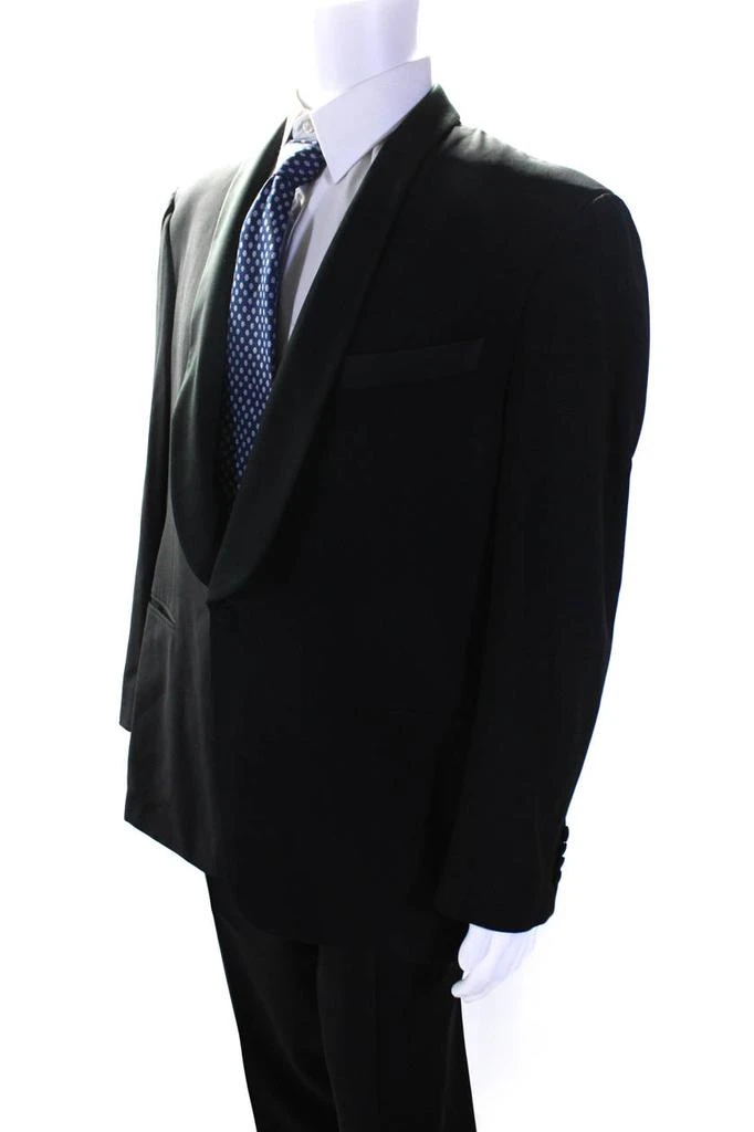 商品[二手商品] Trussini|Mens Single Button Satin Trim Pleated Tuxedo Suit Black Wool,价格¥595,第4张图片详细描述