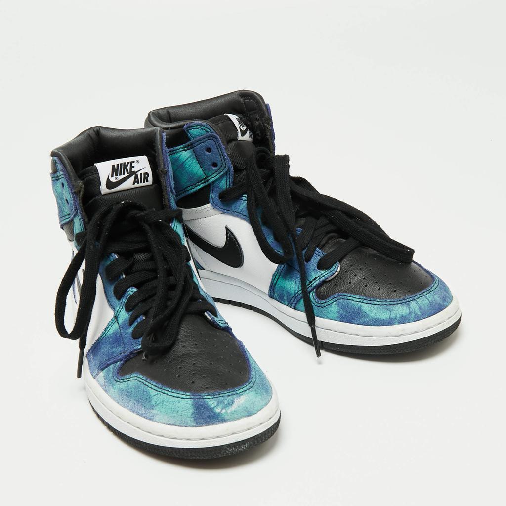 商品[二手商品] NIKE|Nike Jordan Multicolor Leather And Fabric Air Jordan 1 Retro Tie-Dye High Top Sneakers Size 38.5,价格¥2475,第6张图片详细描述