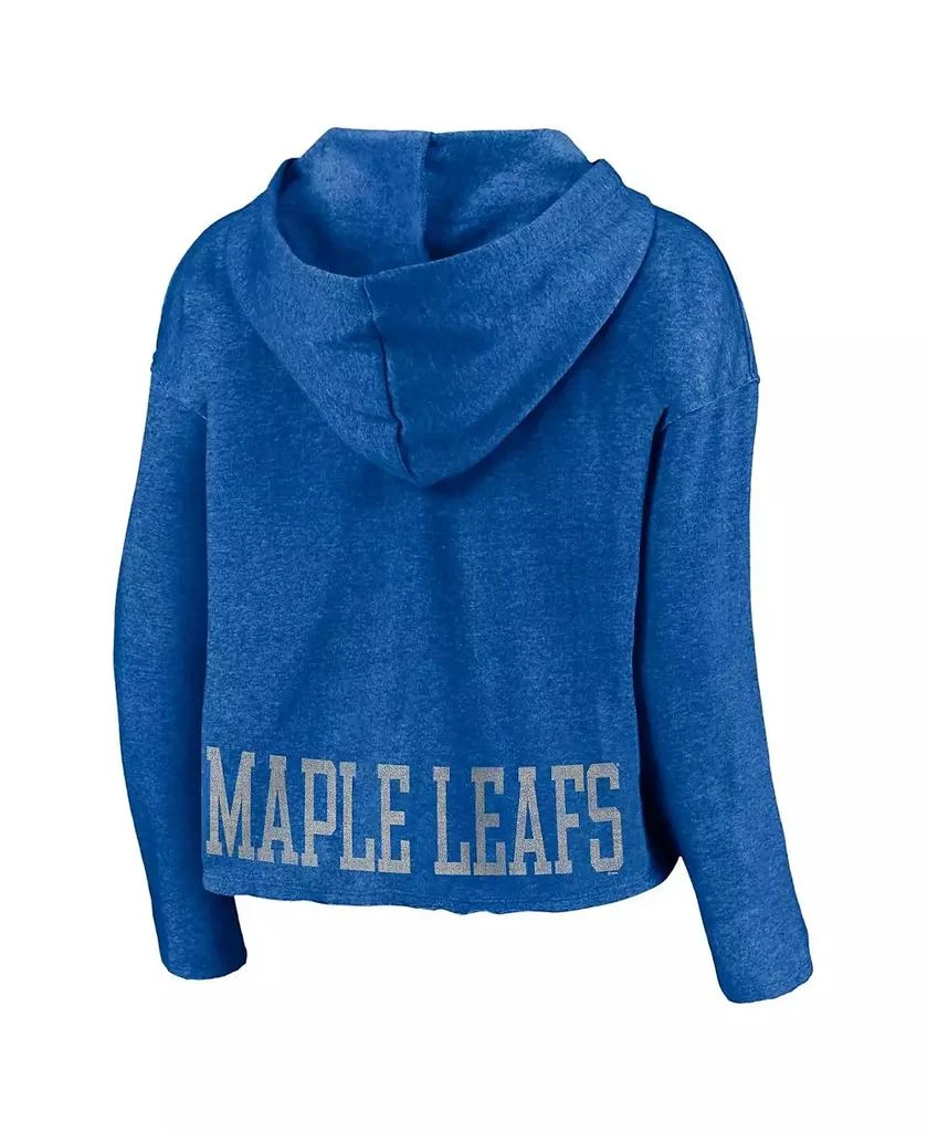 商品Fanatics|Women's Heathered Royal Toronto Maple Leafs Cropped Raw Edge Pullover Hoodie,价格¥501,第3张图片详细描述