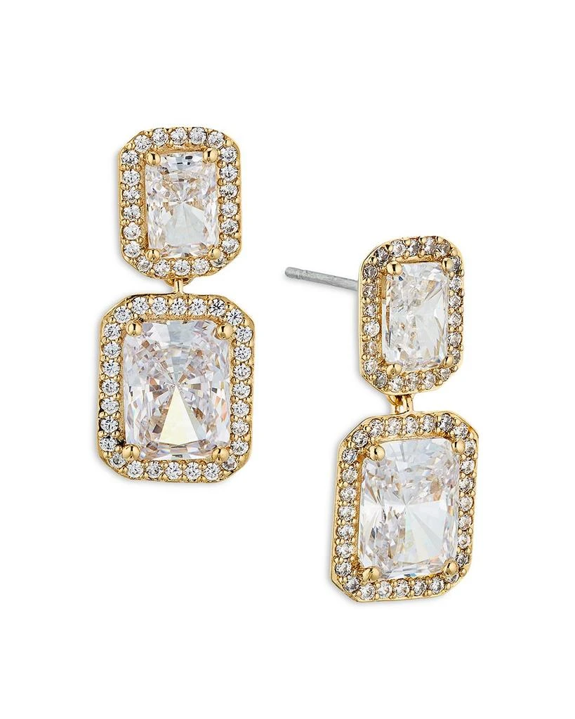 商品Nadri|Emerald Cut Halo Drop Earrings in 18K Gold Plated or Rhodium Plated,价格¥489,第1张图片详细描述
