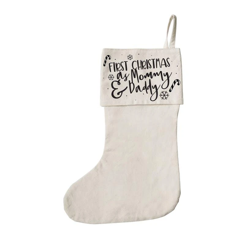 商品The Cotton & Canvas Co.|First Christmas as Mommy and Daddy Christmas Stocking,价格¥128,第1张图片