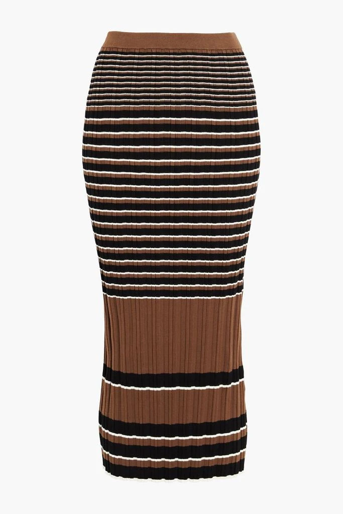 商品Theory|Striped ribbed cotton-blend midi skirt,价格¥1111,第3张图片详细描述