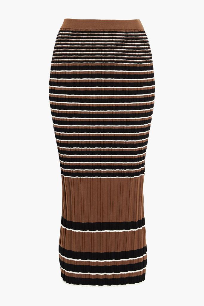 商品Theory|Striped ribbed cotton-blend midi skirt,价格¥1062,第5张图片详细描述