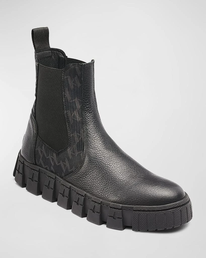 商品Karl Lagerfeld Paris|Men's Logo-Print Nylon & Leather Chelsea Boots,价格¥2888,第2张图片详细描述