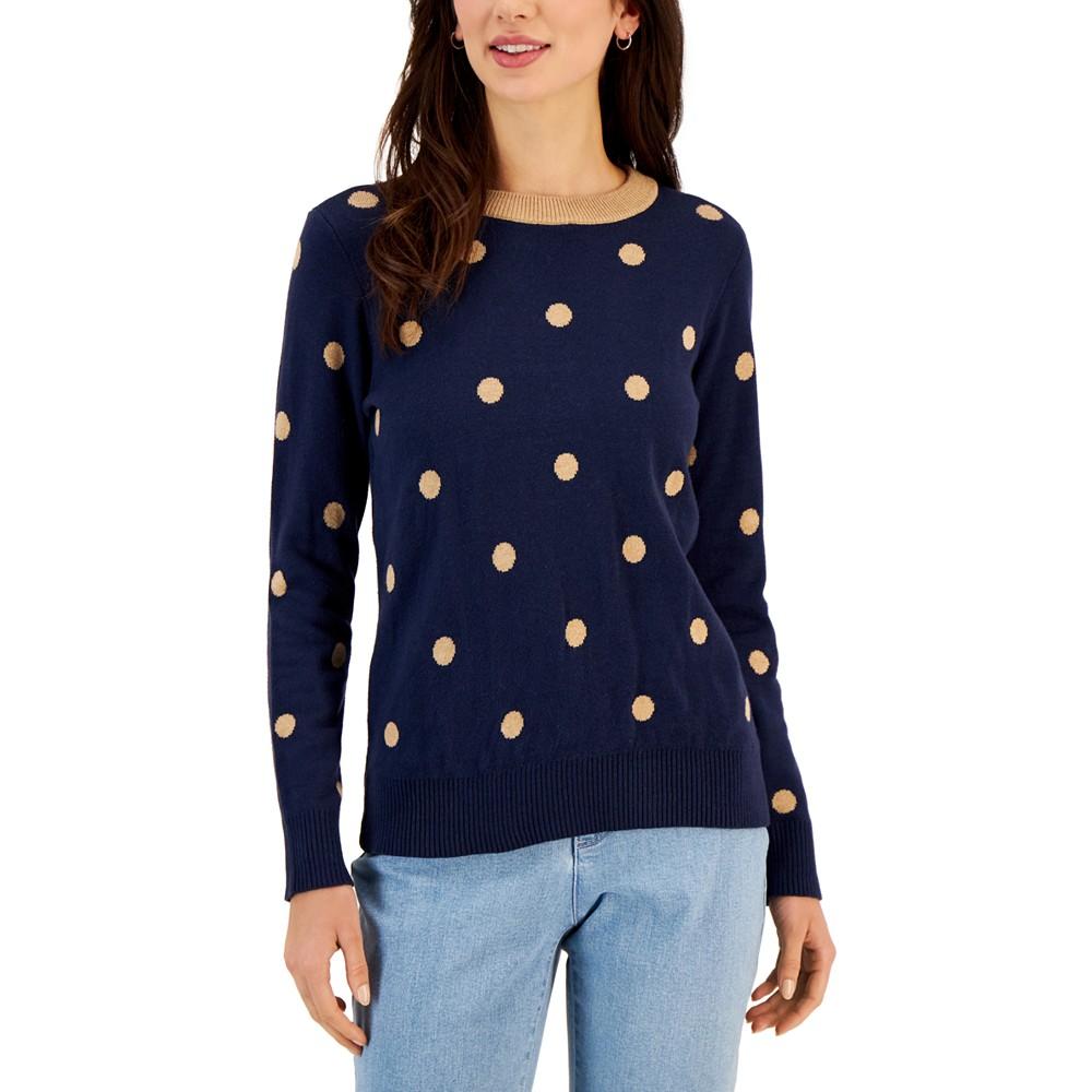 Petite Dot-Print Sweater, Created for Macy's商品第1张图片规格展示