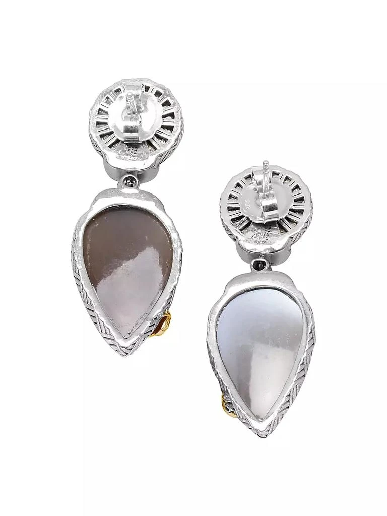 商品Stephen Dweck|One-Of-A-Kind Botswana Agate,  Moonstone, 0.05 TCW Diamond, Sterling Silver & 18K Gold Earrings,价格¥44200,第3张图片详细描述