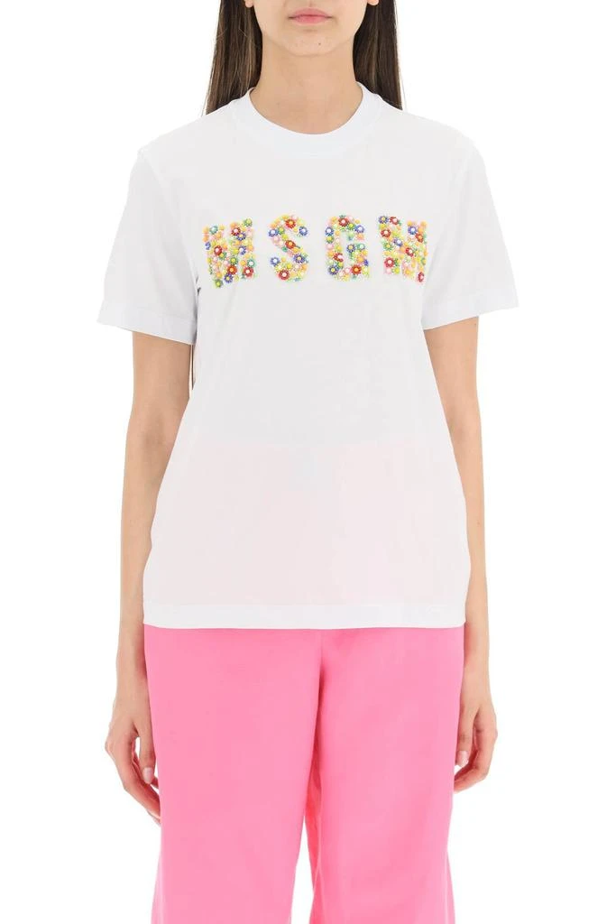 商品MSGM|Msgm beaded logo t-shirt,价格¥1103,第2张图片详细描述