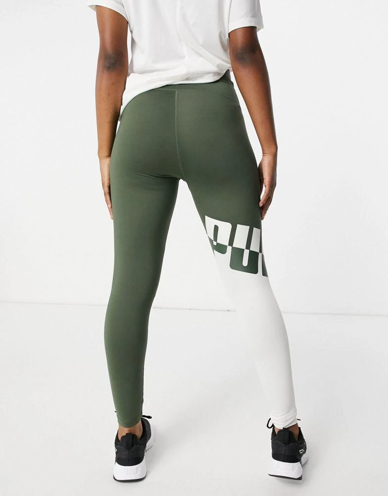 商品Puma|Puma Training leggings in thyme with grey logo panel exclusive to asos,价格¥164,第2张图片详细描述