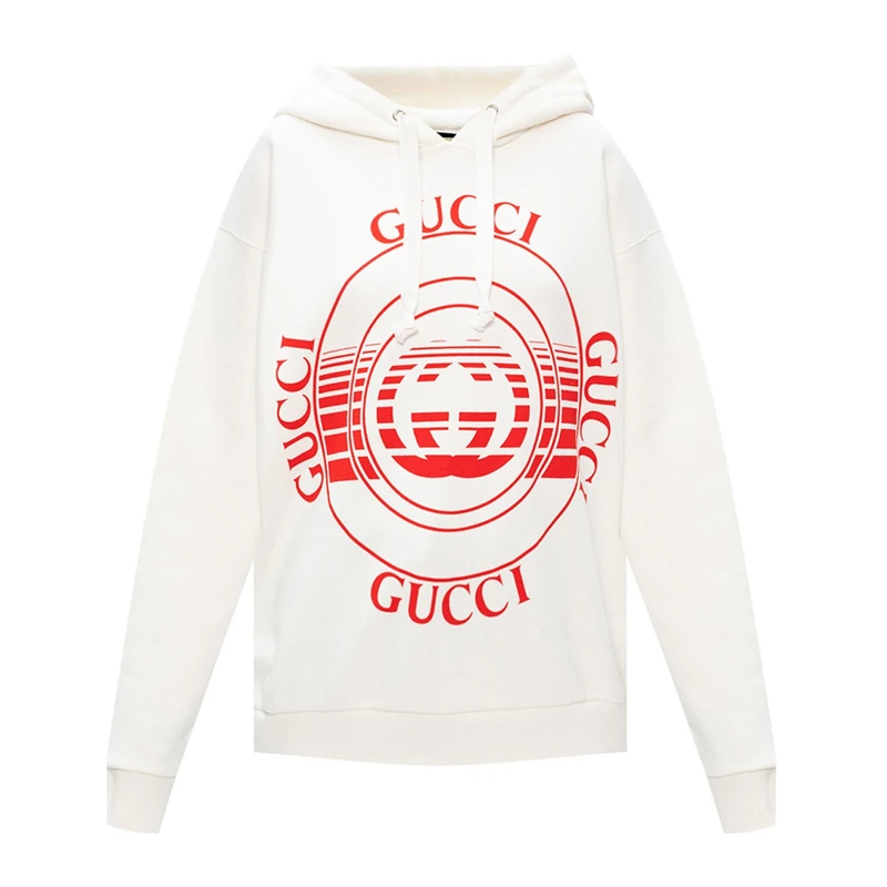 商品[国内直发] Gucci|GUCCI 女士白色红色logo带帽卫衣 615061-XJCRR-9104,价格¥6573,第1张图片