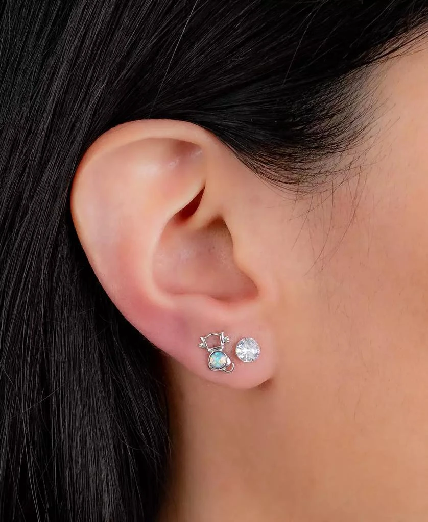 商品Giani Bernini|2-Pc. Set Cubic Zirconia & Simulated Opal Cat Stud Earrings in Sterling Silver, Created for Macy's,价格¥125,第2张图片详细描述