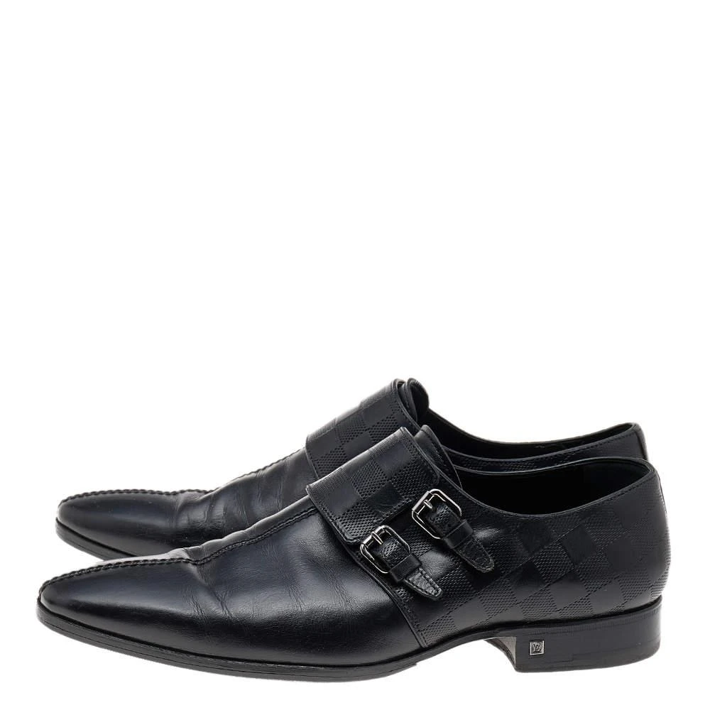 商品[二手商品] Louis Vuitton|Louis Vuitton Black Leather Double Flap Slip On Loafers Size 41.5,价格¥2989,第4张图片详细描述