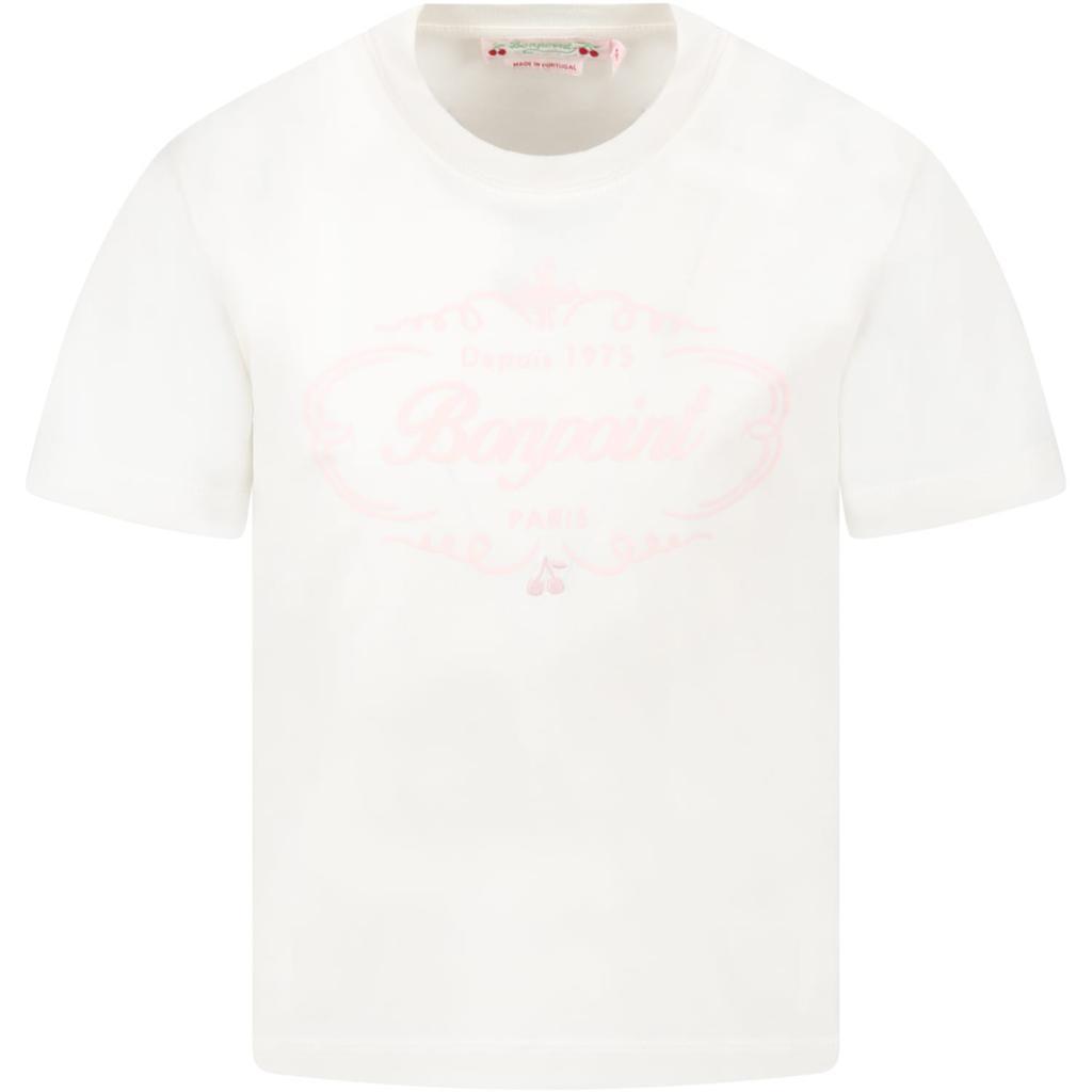 商品Bonpoint|Bonpoint Ivory T-shirt For Girl With Logo,价格¥715,第1张图片