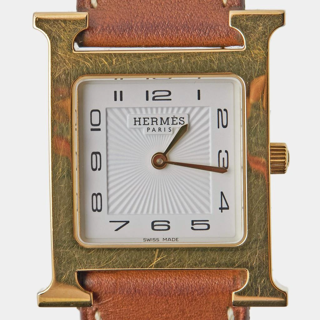 商品[二手商品] Hermes|Hermes White Gold Plated Stainless Steel Leather Heure H HH1.501 Women's Wristwatch 26 mm,价格¥6918,第3张图片详细描述