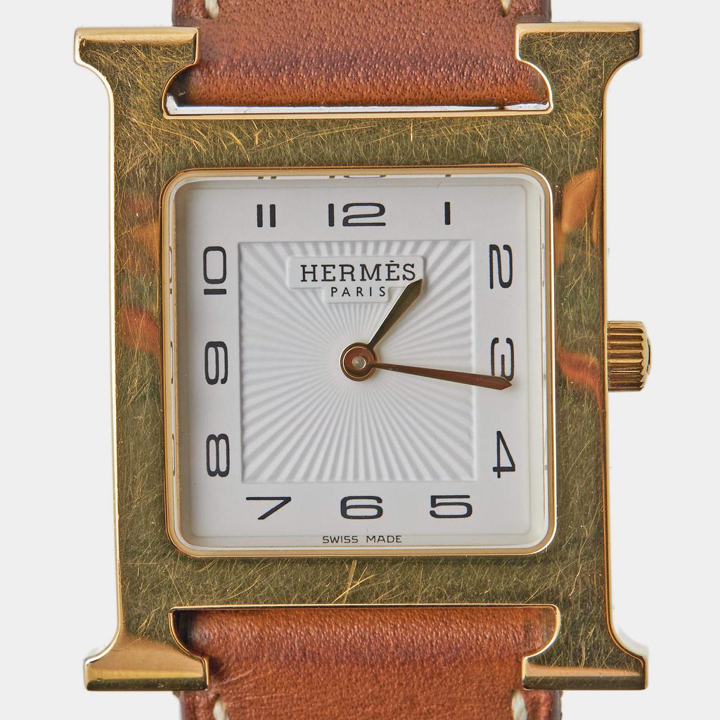 商品[二手商品] Hermes|Hermes White Gold Plated Stainless Steel Leather Heure H HH1.501 Women's Wristwatch 26 mm,价格¥16259,第5张图片详细描述